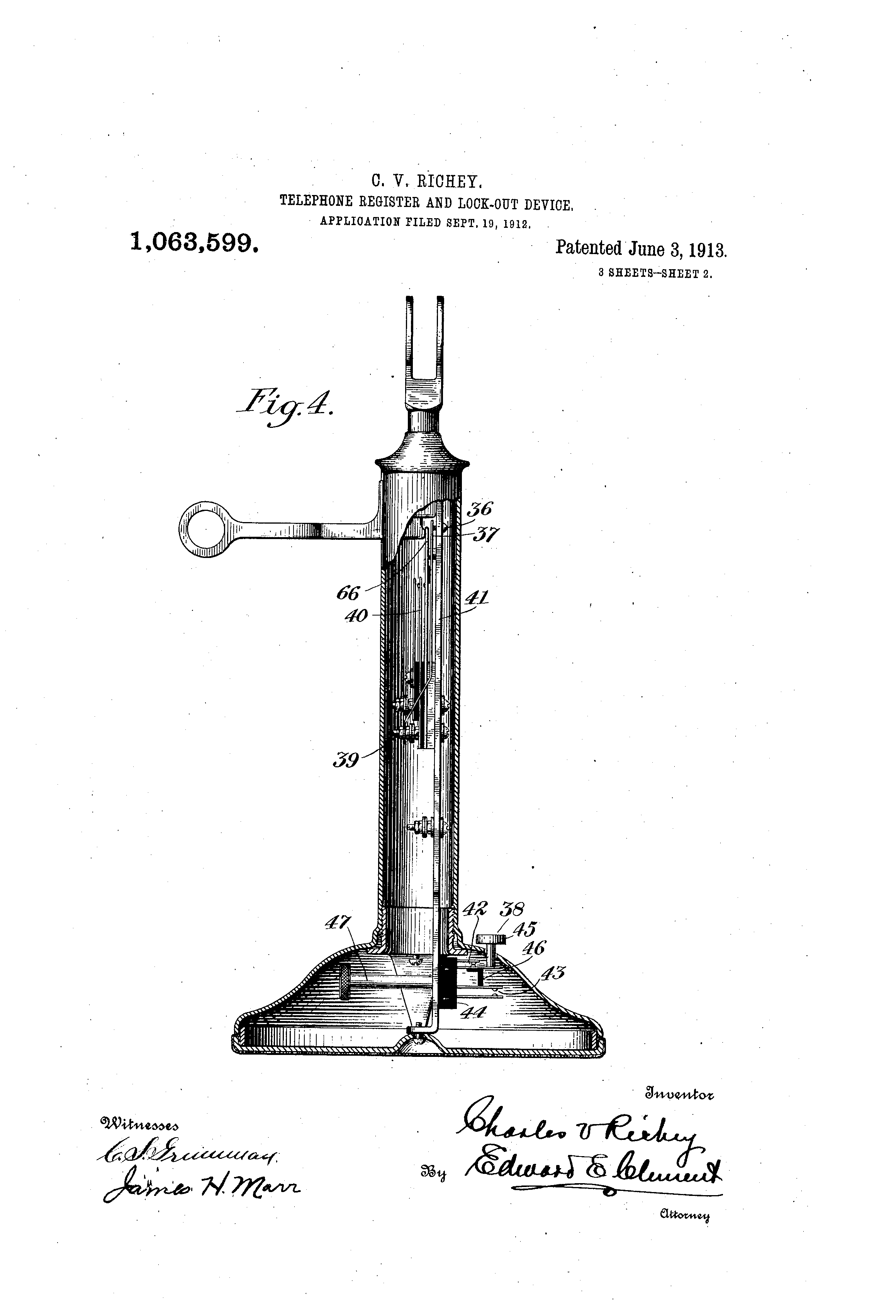 Telephone register and lock-out device – Charles V. Richey – 1913 ...
